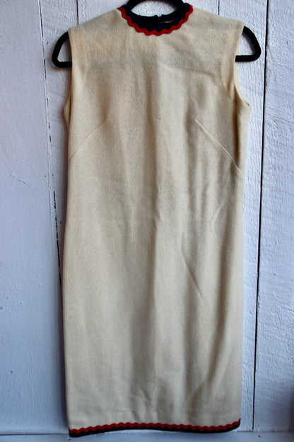 Vintage 70s Country Set Cream Wool Dress