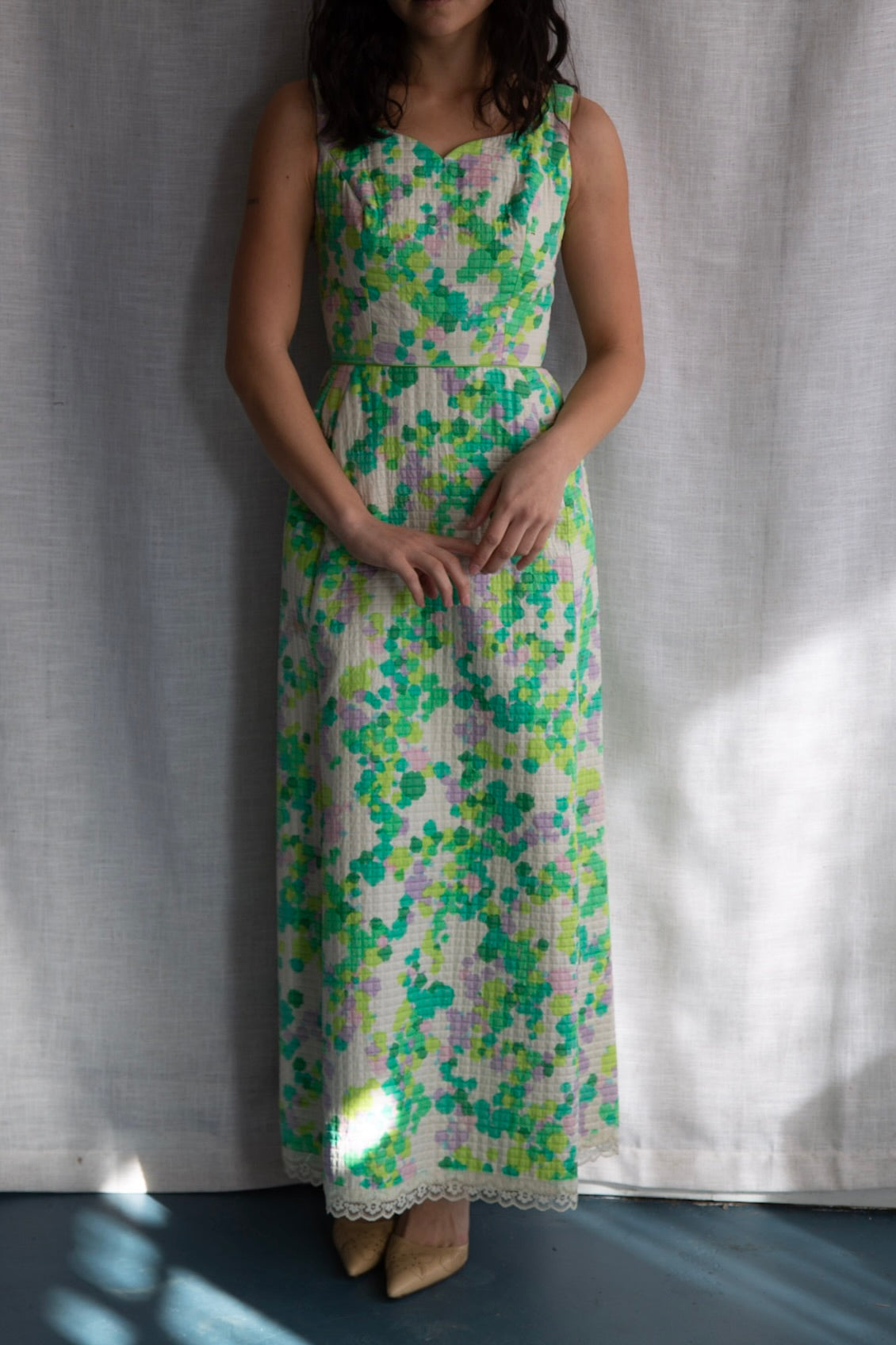 Harold Grant Green Quilt Maxi Dress - 1970s