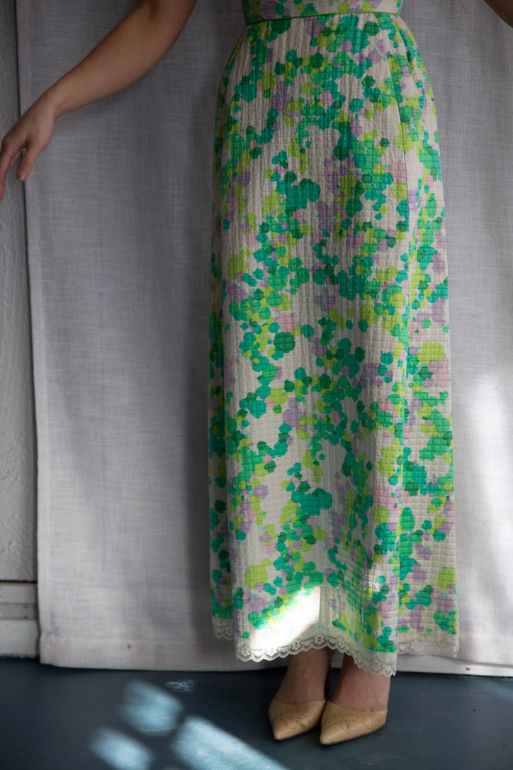 Harold Grant Green Quilt Maxi Dress - 1970s