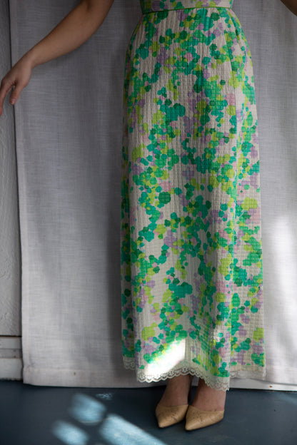 Harold Grant Green Quilt Maxi Dress - 1970s