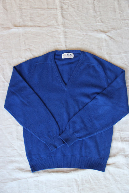 Vintage Pringle of Scotland Blue Cashmere V Neck Sweater