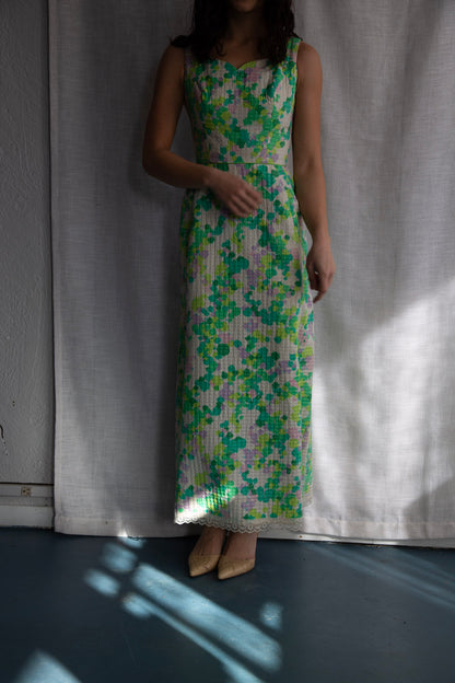 Harold Grant Green Quilt Maxi Dress - 1970s