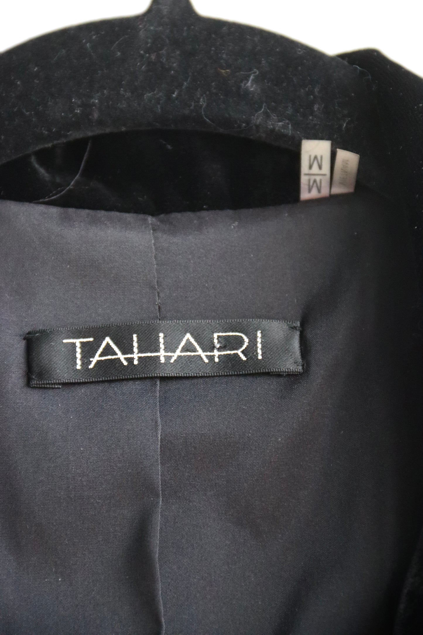 Tahari Embroidered black velvet coat