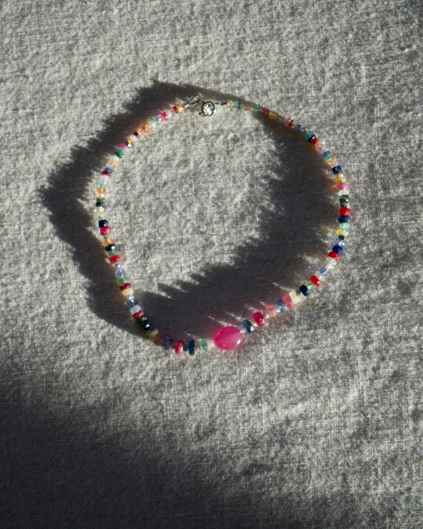 Multi Gemstone Bead Bracelet with Sterling Clasp