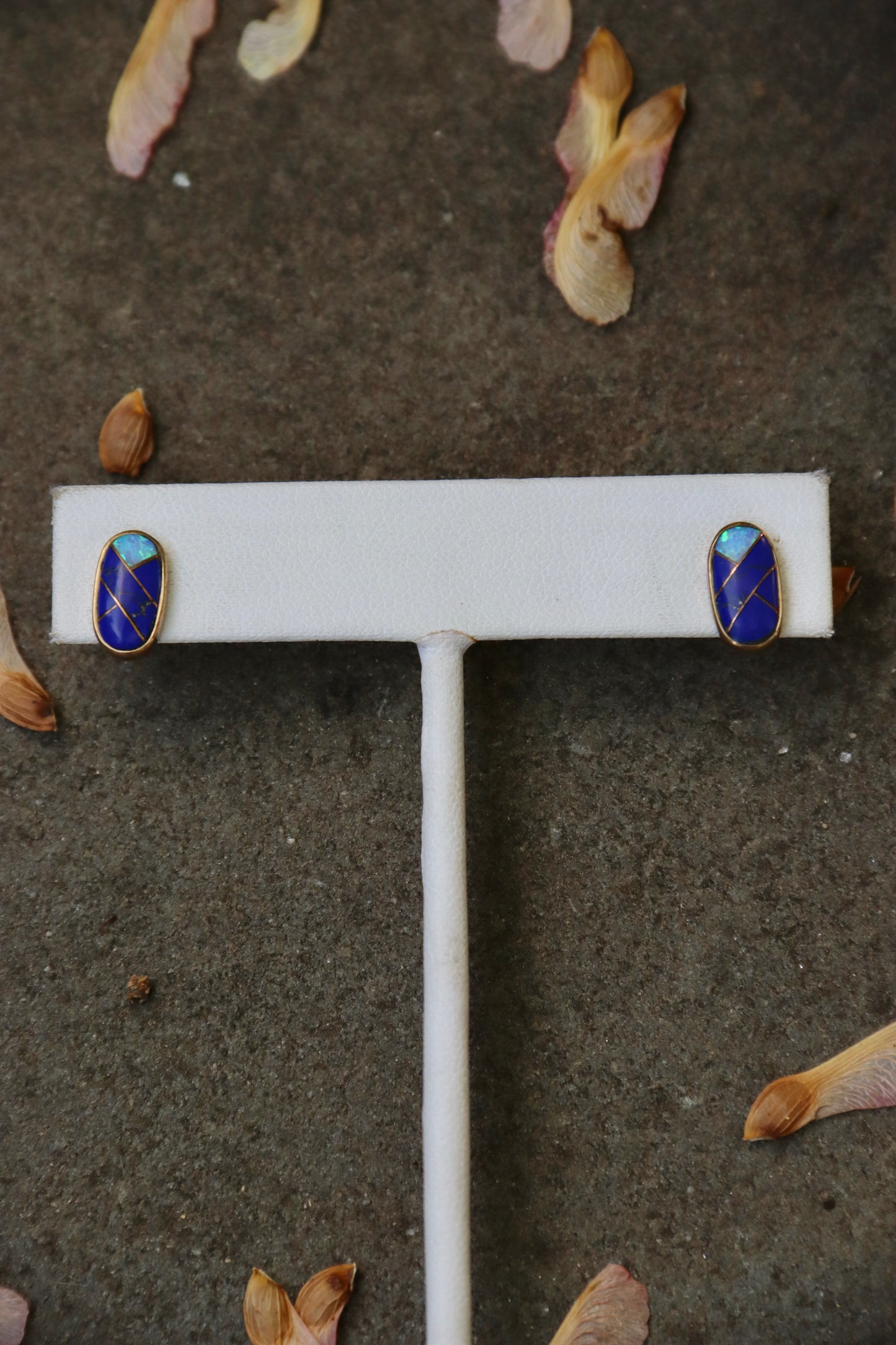 Lapis and Opal Sterling Silver Stud Earrings