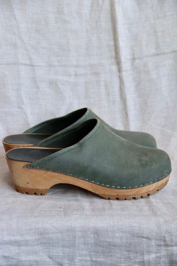 J. Crew Sage Green Leather Clogs