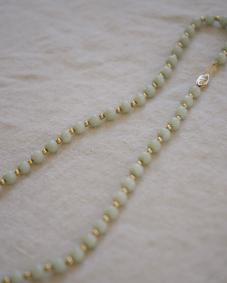 14K Jadeite Bead Necklace