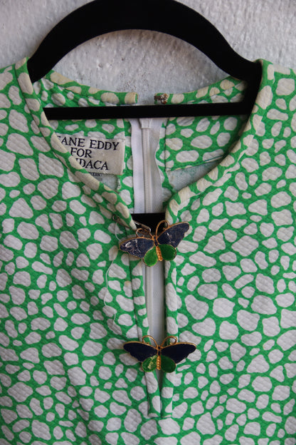 Jeane Eddy For Fiandaca Green Butterfly Dress - as is