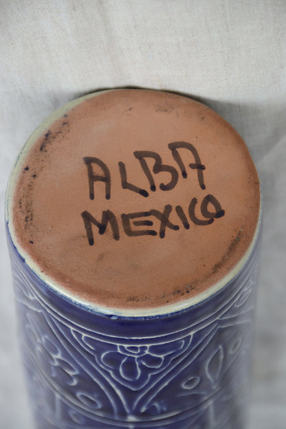 Mexican Blue Ceramic Pitcher - as is