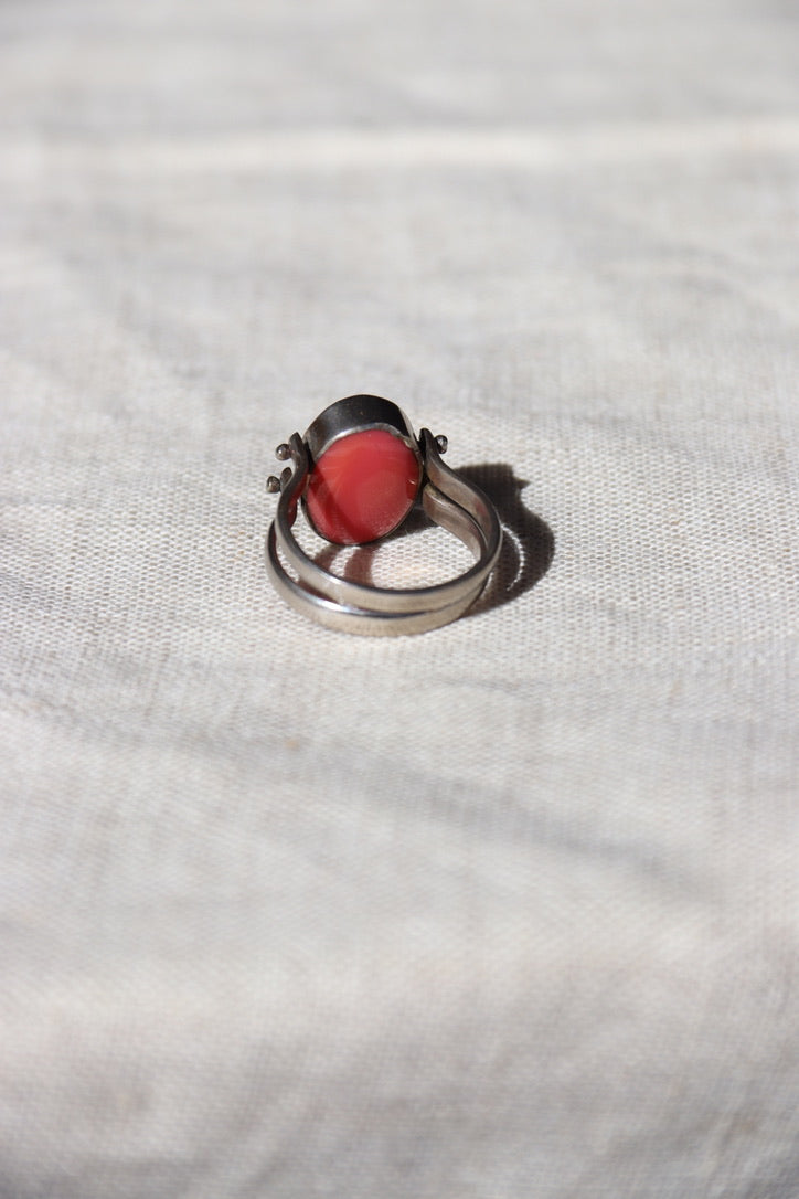 Larimar and Peach Agate Sterling Silver Flip Ring