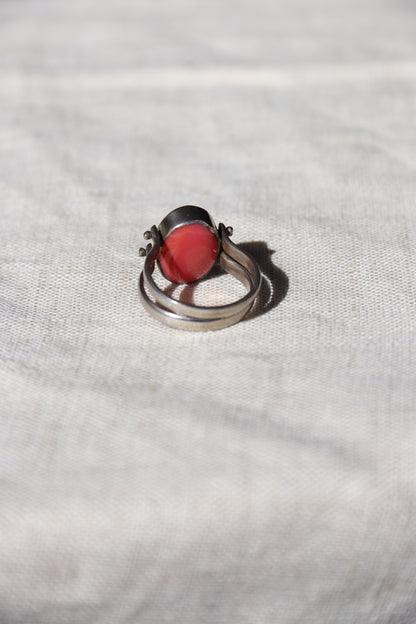 Larimar and Peach Agate Sterling Silver Flip Ring