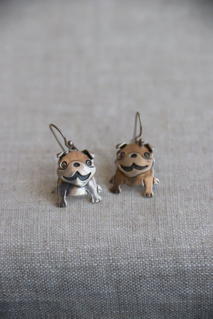 Sterling Silver Bulldog Earrings