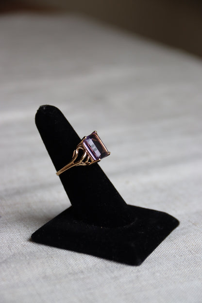 10K Amethyst Ring with Openwork Shoulders