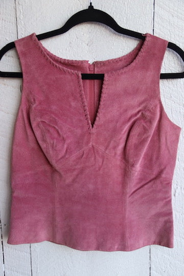 Boston Proper Mauve Pink Leather Top