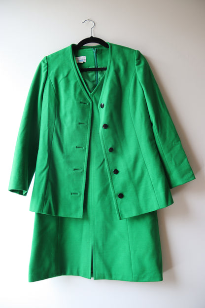 Vintage Fashionaire Green Dress and Jacket Set