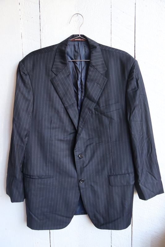 Loro Piana Men's Dark Blue Pin Striped Wool Suit Jacket