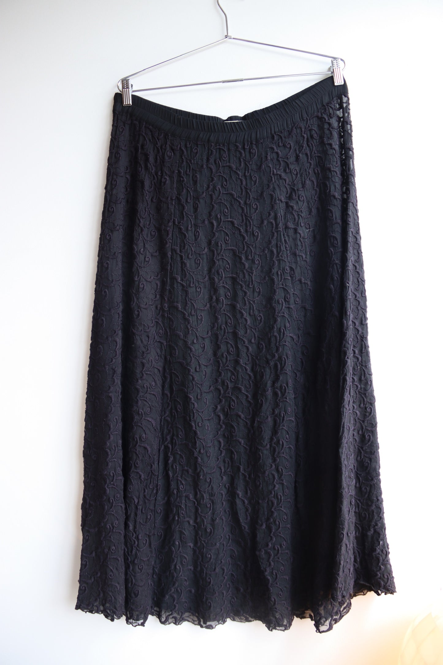 Beth Schaeffer Black Silk Lace Skirt