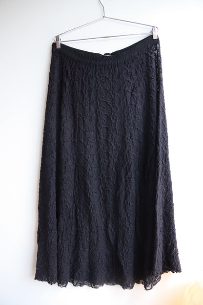 Beth Schaeffer Black Silk Lace Skirt