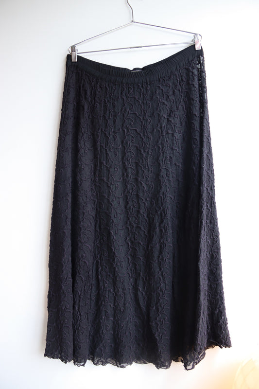 Beth Schaeffer Black Silk Lace Skirt