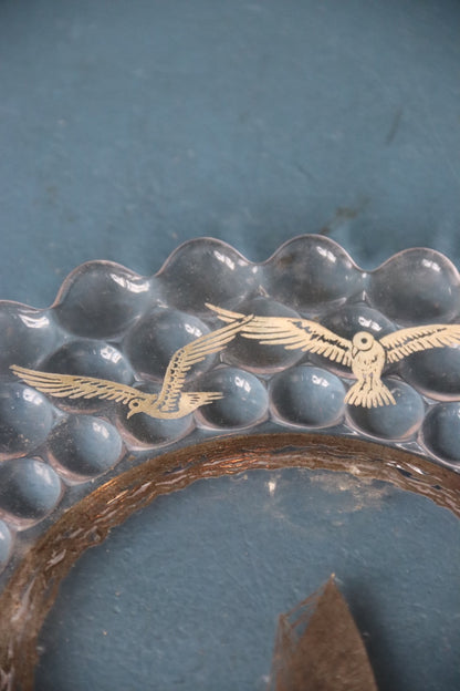 Vintage Glass Plate with Etching