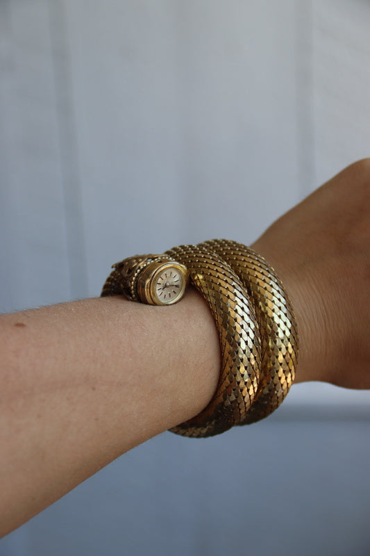 Gold Wrap Bracelet with Watch