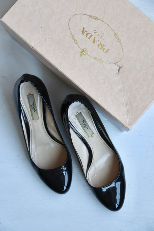 Prada Black Patent Heels