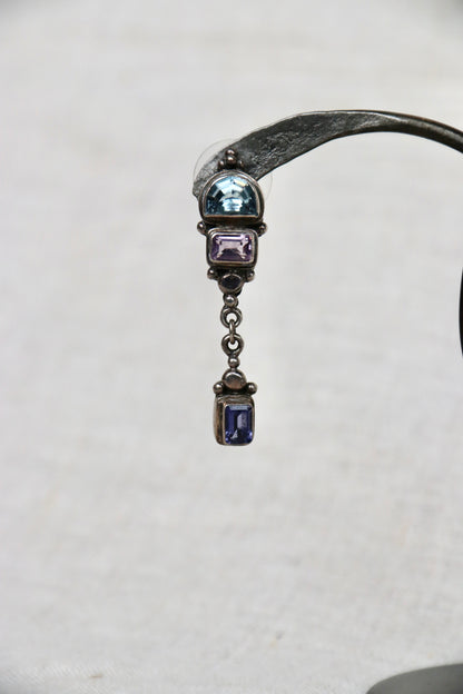 sterling silver gemstone drop earrings
