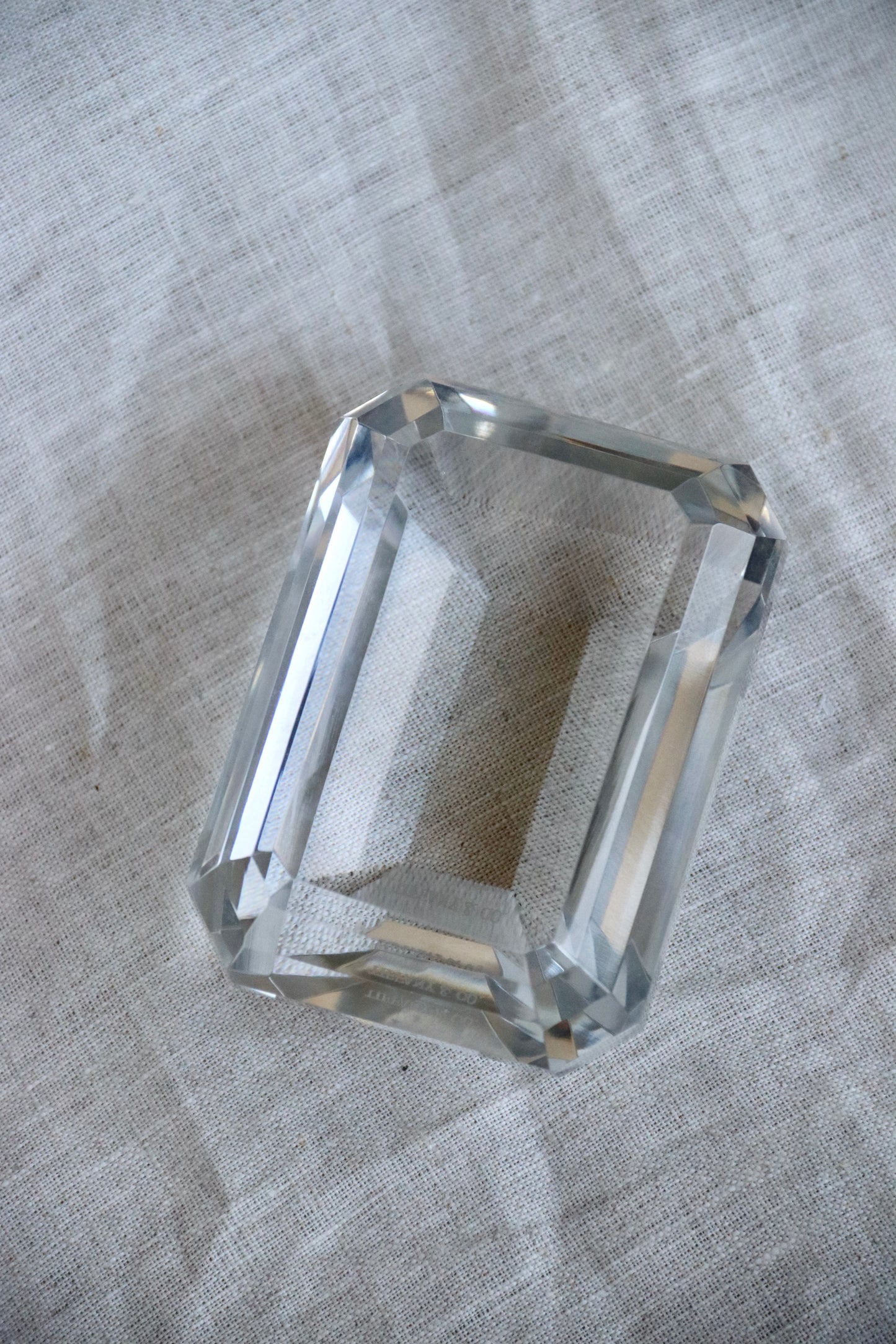 Tiffany & Co  Emerald Cut Crystal Paperweight