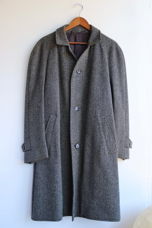 Vintage Crombie Scotland Houndstooth Overcoat