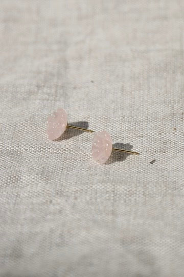 Carved Rose Quartz Flower Earrings