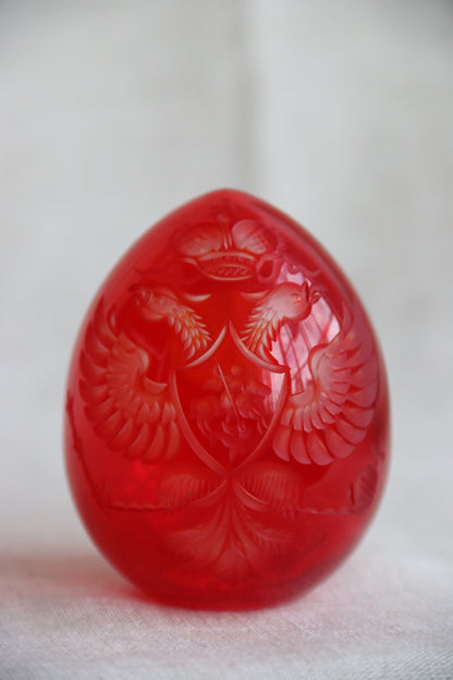 Russian Imperial Crest Cut Glass Egg