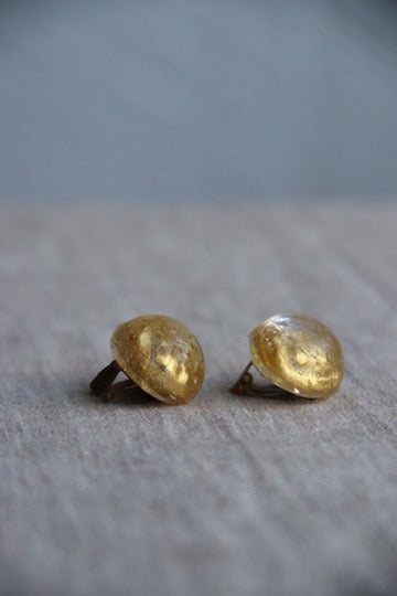 Gold Glass Clip On Earrings