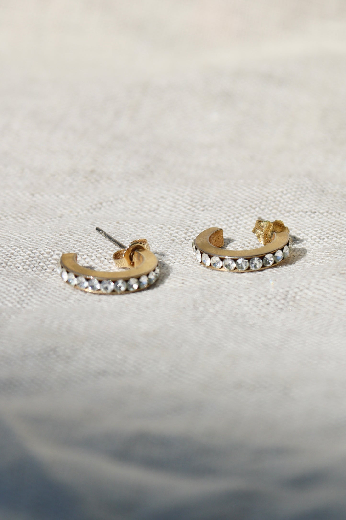 rhinestone gold tone hoop earrings