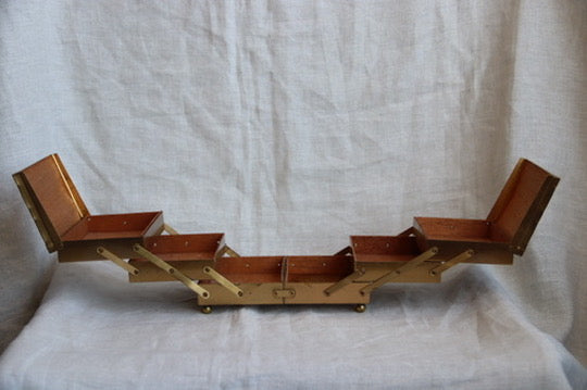 Vintage Brass Folding Jewelry Box