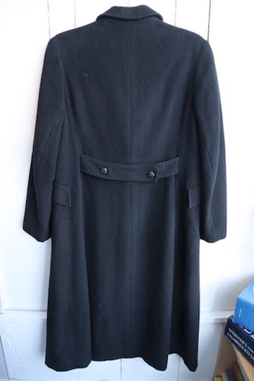 Henry Harris Black Cashmere Double-Breasted Long Coat