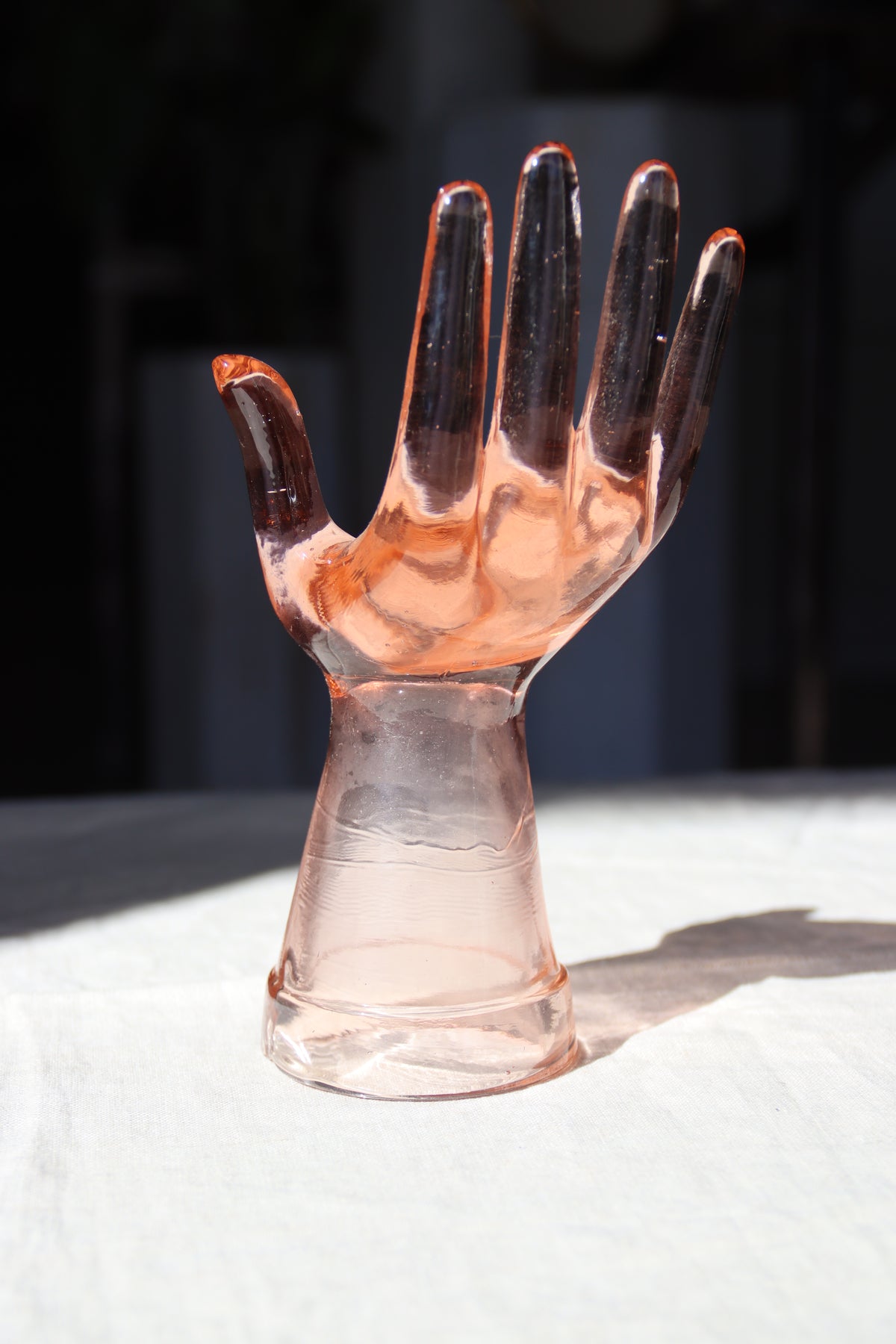 Vintage Pink Glass Hand