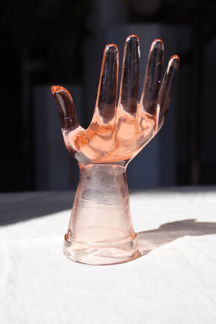 Pink Glass Hand Ring Display