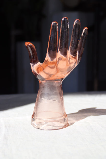 Pink Glass Hand Ring Display