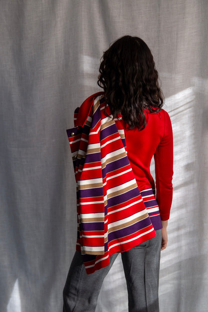 Vintage 60s James Kenrob by Dalton Red Striped Top and Coat Set
