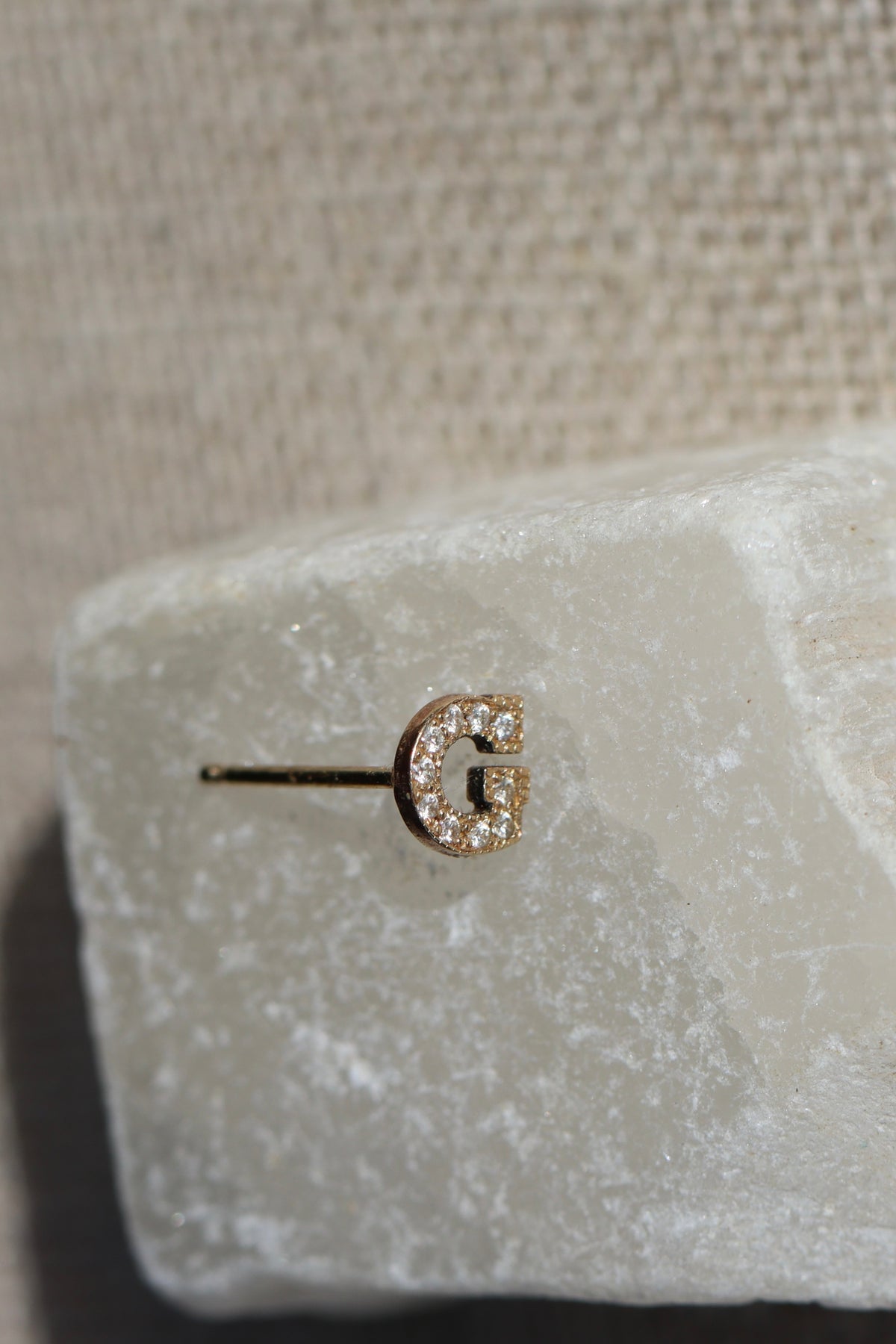 Zoe Chicco 14k Pavé Diamond Initial Letter G Stud
