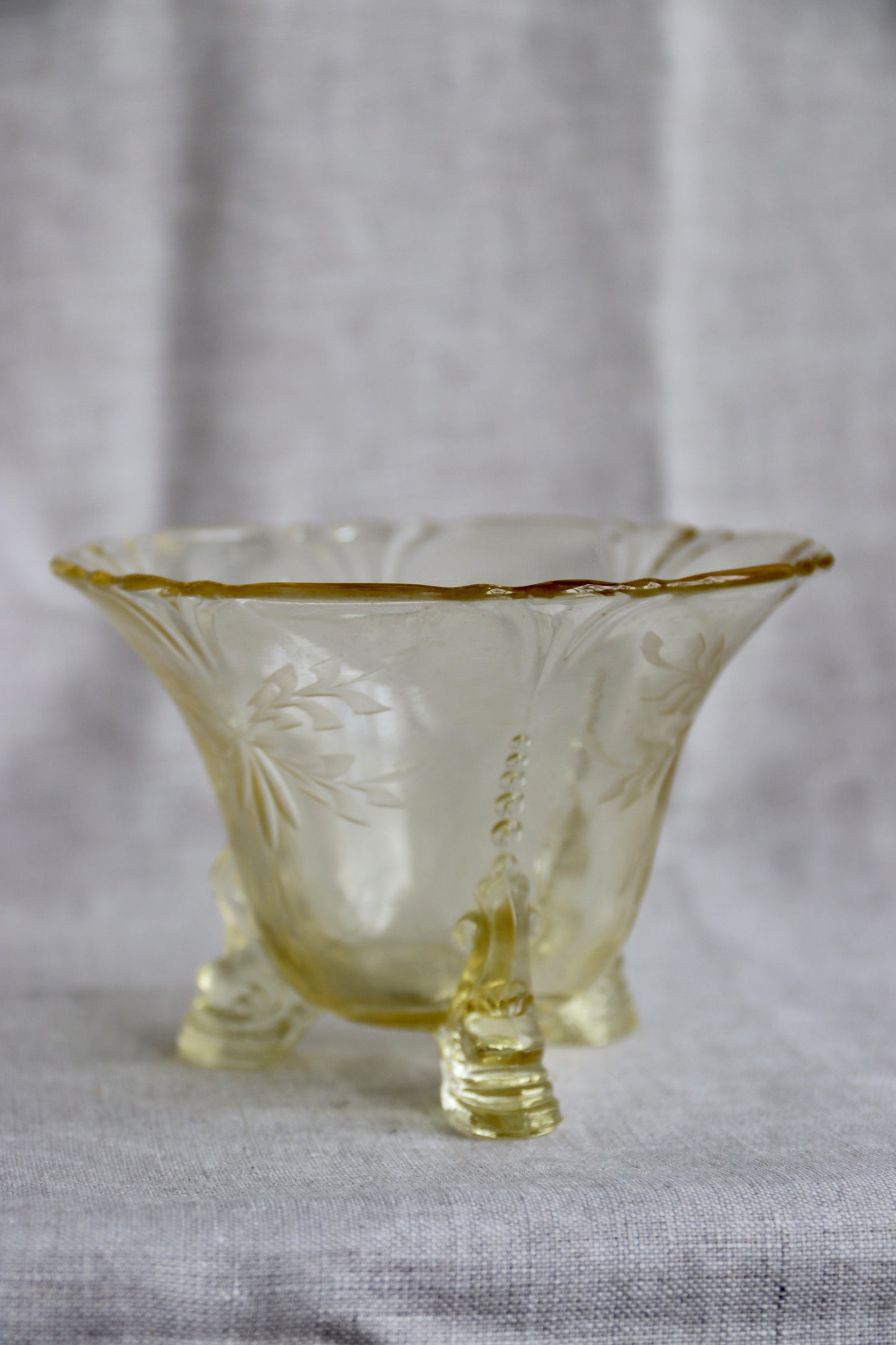 Yellow Glass Footed Dish