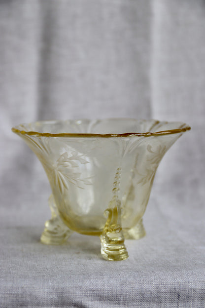 Yellow Glass Footed Dish