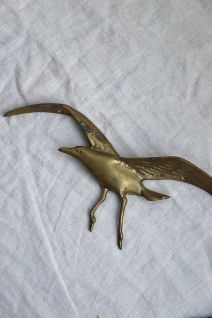 Set of Two Brass Flying Bird Wall Art