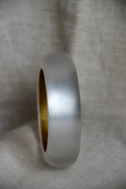 Alexis Bittar Hand Carved Silver Lucite Bangle