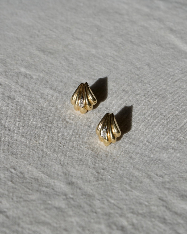 14K Diamond Shell Earrings