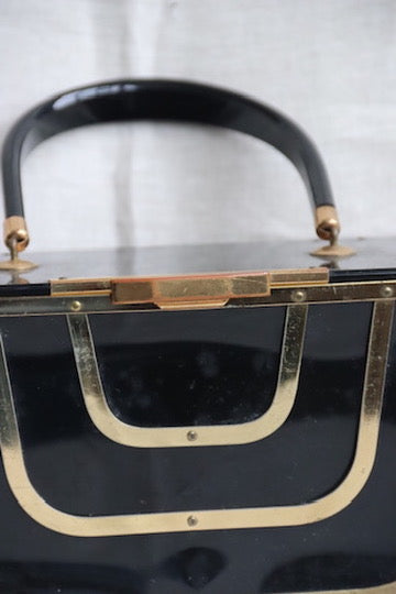 90s Black Purse with Gold Details