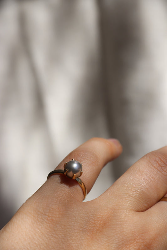 Pearl Solitaire Gold Ring