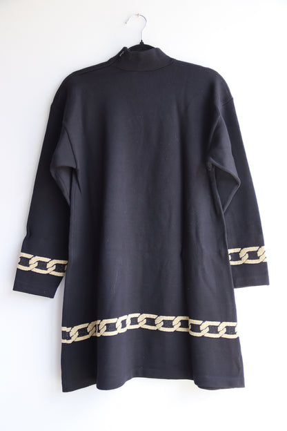 St. John Black Knit Dress w/ Chain Detail