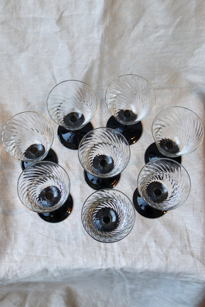 Set of 8 Black Stem Glasses