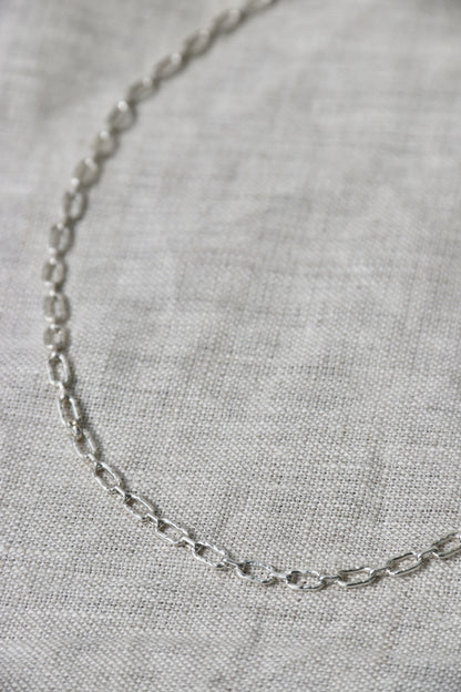 Sterling Silver Hammered Oval Chain Necklace